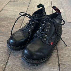 KICKERS Black Leather Tread Sole Ankle Boots size Women’s 6.5
